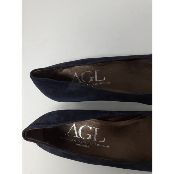 AGL Atillio Giusti Leombruni Pointy Toe Pump Navy size 41.5 Shoes Career - Picture 6 of 14